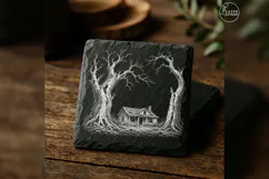 The Thornwood Silhouette Haunted House Laser Engraving PNG Product Image 1