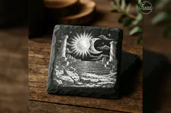 The Twin Luminaries Gothic Celestial Laser Engraving PNG Product Image 4