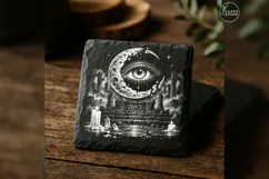 The Crescent Oracle Gothic Celestial Laser Engraving PNG Product Image 5