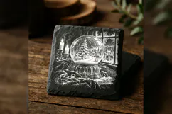 Fir Tree Snow Globe Winter Wonderland Laser Engraving PNG Product Image 1