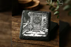 The Welcome Wreath Classic Christmas Laser Engraving PNG Product Image 4