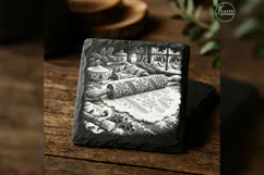 Carved Holiday Rolling Pin Christmas Laser Engraving PNG Product Image 4