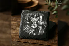 Glass Angel Ornament Laser Engraving PNG Product Image 4