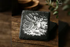 First Snow Fawn Reindeer Forest Christmas Laser PNG Product Image 4