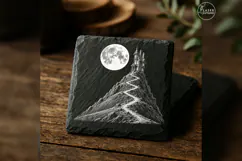 The Moonlit Ascent Haunted House Laser Engraving PNG Product Image 4