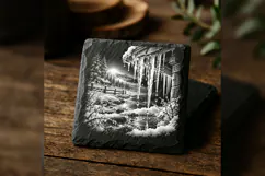 Sunlit Icicle Thaw Winter Wonderland Engraving PNG Product Image 4