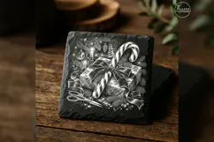 The Parcel-Tied Candy Cane Christmas Engraving PNG Product Image 1