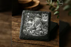 Teddy Bear by the Hearth Laser Engraving PNG Product Image 1