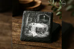 Child in Manger Holy Night Laser Engraving PNG Product Image 4