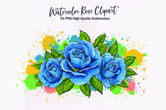 Watercolor rose bouquet clipart sublimation Product Image 1