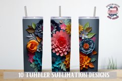 3D Flowers Colorful Sublimation bundle Tumbler Wrap 20 oz Product Image 4