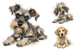 Scruffy Dog Watercolor Clipart, Funny Pet PNG Bundle Product Image 3