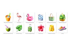 Summer PNG Clipart Set 30 Items for Sublimation and Print Product Image 3