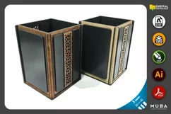 Wooden Pen Holder SVG, Office Desk Pen Case, Laser Cut File Product Image 3