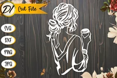 Woman with coffee svg | Beautiful woman illustration svg Product Image 3