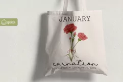 Birth Month January Flower Watercolor Clipart Sublimation Product Image 3