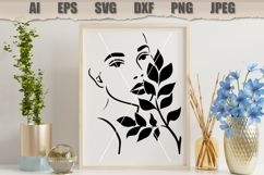 Stencil Minimalist Woman Face Botanical Product Image 3