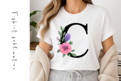 Alphabet, Letters, Monogram, Purple and Pink Flowers Product Image 1