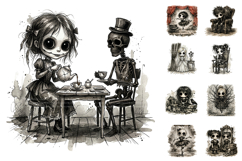 Creepy Gothic Doll Clipart Bundle, Dark Sublimation Designs Product Image 3