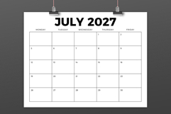 2027 8.5 x 11 Inch Bold Monday to Friday Calendar Template Product Image 3