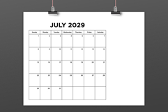 2029 Small Number Simple 8.5x11 Inch Calendar Product Image 3
