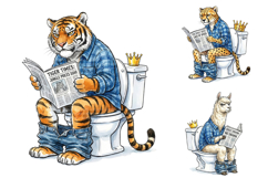 Grumpy Animal Toilet Clipart Sublimation Product Image 2