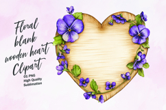 Floral blank wooden heart clipart Product Image 1