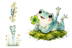 Whimsical Floral Frog Clipart Bundle, Sublimation PNG Product Image 2