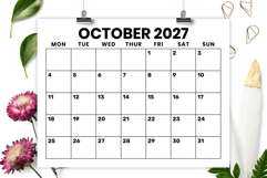 2027 8.5x11 Inch Large Number Monday to Sunday Calendar Product Image 4