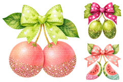 Watercolor Fruit Bow Clipart, Summer PNG Bundle Product Image 3