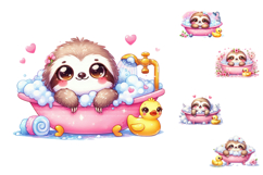 Cute Sloth Bubble Bath Sublimation Clipart Product Image 2