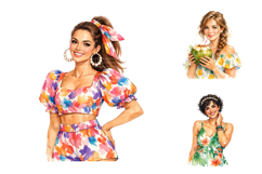 Tropical Watercolor Woman Clipart Bundle Product Image 3