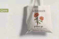 Birth Month November Flower Watercolor Clipart Sublimation Product Image 3