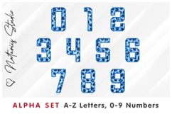 Blue Leopard Print Alpha Set. Letters Numbers Clipart. Product Image 3