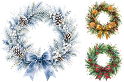 Watercolor Christmas Wreath Clipart Product Image 3