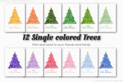 Hand-Painted Watercolor Christmas Tree Printable Cards Vol.3 Product Image 3