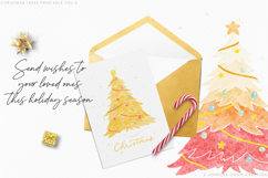 Hand-Painted Watercolor Christmas Tree Printable Cards Vol.3 Product Image 5