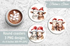 Christmas baby Cow Round Coasters |Coaster sublimation round Product Image 1