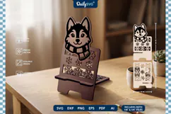 Cute Winter Animal Phone Holder SVG | Cozy Desk Stand Product Image 1
