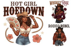 Retro Black Cowgirl Sublimation PNG Product Image 3