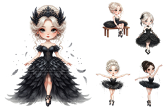 Black Swan Ballerina Clipart PNG Product Image 3