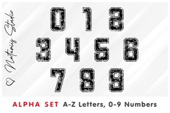 2 Distressed Grunge Alpha Sets. Letters Numbers Clipart. Product Image 3