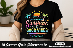 Sunshine And Good Vibes Summer Beach Quote PNG Sublimation Product Image 1