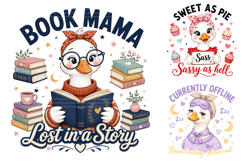 Watercolor Sassy Goose PNG Bundle, Mom Life Quotes Product Image 3