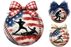 Patriotic Baseball PNG Bundle, American Flag Sports Clipart Product Image 3