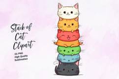 Stack of colorful cat watercolor clipart PNG Product Image 1