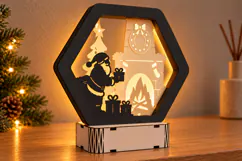 Christmas Santa Lamp SVG - Fireplace Scene Laser Cut Files Product Image 3