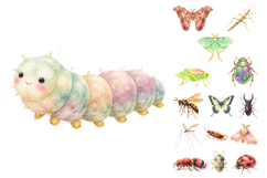Whimsical Watercolor Bugs Clipart Pack Product Image 2