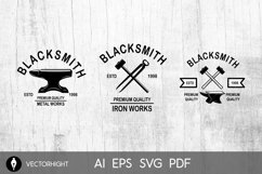 Set of blacksmith, iron works labels, badges and designs SVG Product Image 3