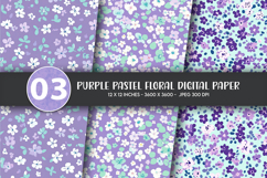 Purple Pastel Floral Digital Paper Product Image 1